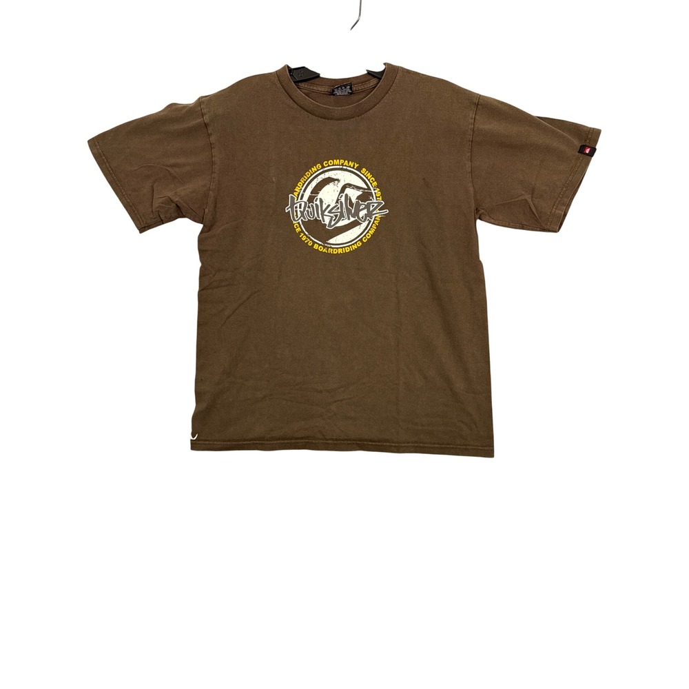Quiksilver Boys XL Brown Graphic T-Shirt Boardriding Company Since‎ 1970 Cotton